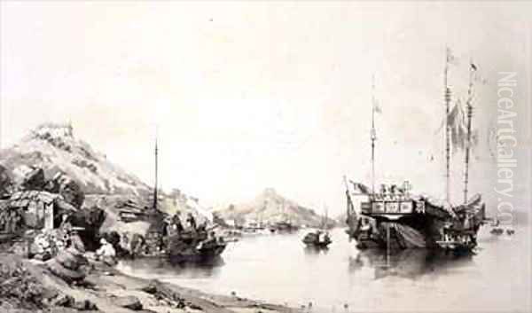 The Coast of Macao at High Tide Oil Painting by Auguste Borget