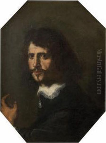 Portrait D'homme Au Col Blanc Oil Painting by Giovanni Bernardo Carbone