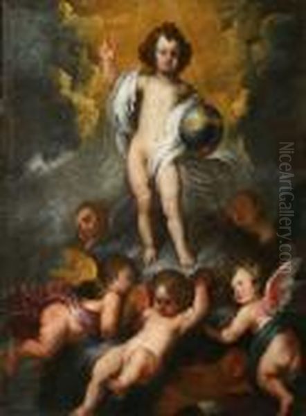 Gesu Bambino Benedicente Oil Painting by Giovanni Bernardo Carbone