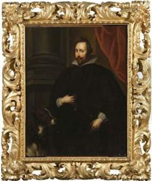 Ritratto Di Gentiluomo Con Il Suo Cane Oil Painting by Giovanni Bernardo Carbone