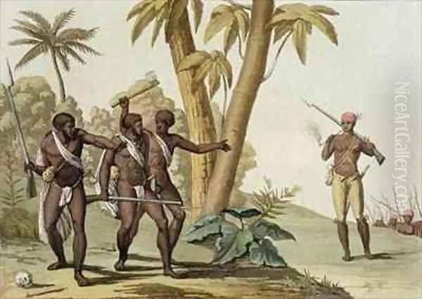 British Guyana Surinam, the Slave Rebellion Oil Painting by G. Bramati