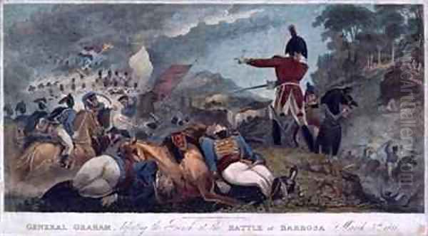 General Graham defeating the French at the Battle of Barrosa Oil Painting by Brooke, W. Hal