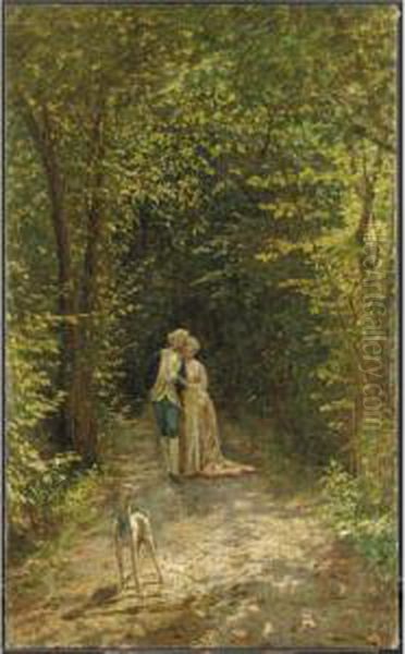 Una Passeggiata Amorosa Oil Painting by Filippo Carcano