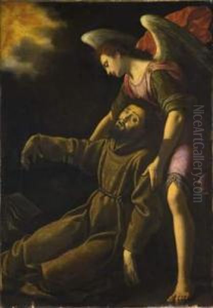 Saint Francois D'assise, Soutenu Par Un Ange Apres Avoir Recu Les
Stigmates Oil Painting by Lodovico Cardi Cigoli