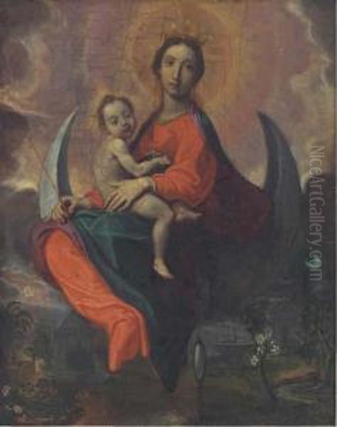 Madonna And Child On A Crescent Moon Oil Painting by Lodovico Cardi Cigoli