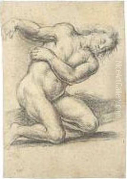 Study Of A Kneeling Male Nude Oil Painting by Lodovico Cardi Cigoli