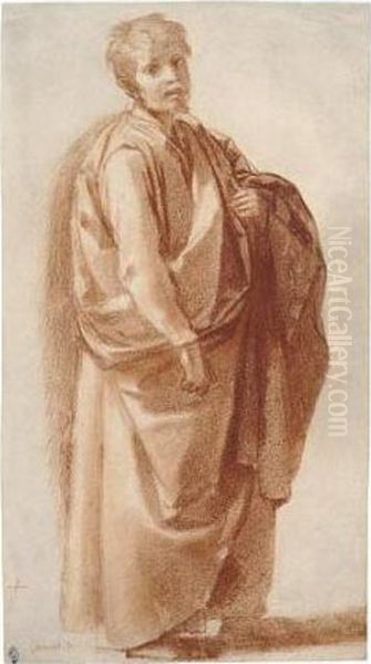 Study Of A Standing Male Figure In Heavy Drapery Oil Painting by Lodovico Cardi Cigoli