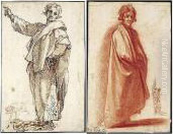 Verso: Study Of A Standing Man Wearing A Cloak, And A Separate Study Of A Soldier Oil Painting by Lodovico Cardi Cigoli