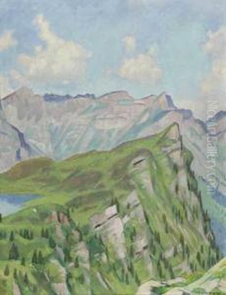 Landschaft Am Trubsee Oil Painting by Emil Cardinaux