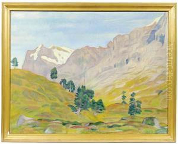 Panorama With Mountains Oil Painting by Emil Cardinaux