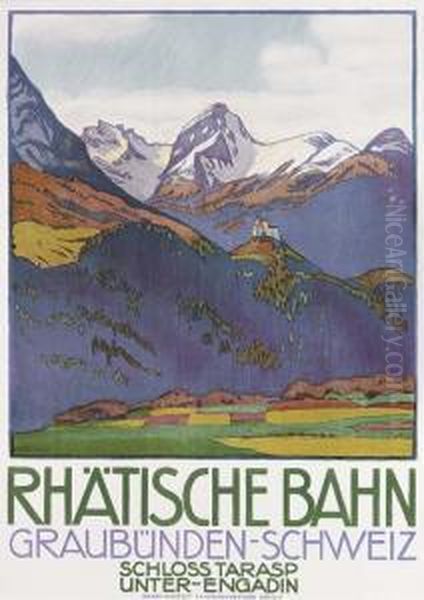 Rhatische Bahn Oil Painting by Emil Cardinaux