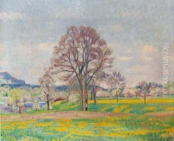 Fruhlingslandschaft Bei Moosseedorf. Oil Painting by Emil Cardinaux