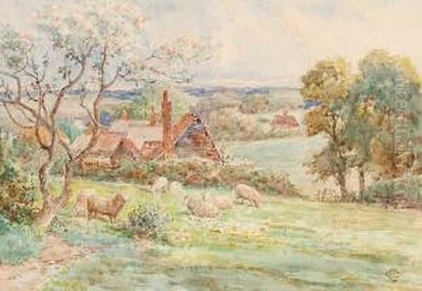 Rural Landscape With Sheep Oil Painting by Claude Cardon