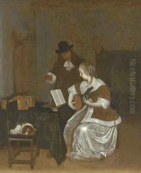 The music lesson Oil Painting by Gerard Ter Borch