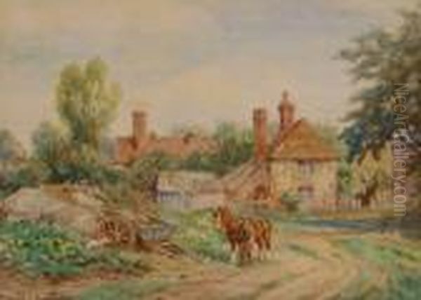 Farmyard Scene Oil Painting by Claude Cardon