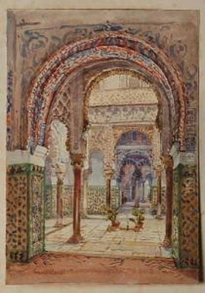 Seville Alcazar, Patio De Las Munecas Oil Painting by Conrad H.R. Carelli