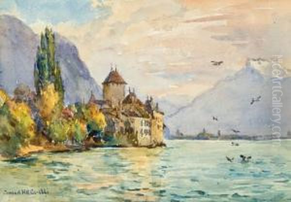 Chateau De Chillon, Lake Of Geneva Oil Painting by Conrad H.R. Carelli