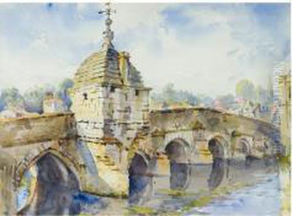 Bridge Over A River Oil Painting by Conrad H.R. Carelli