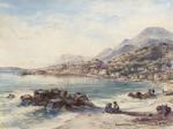 View Of Menton; And Calais Oil Painting by Conrad H.R. Carelli