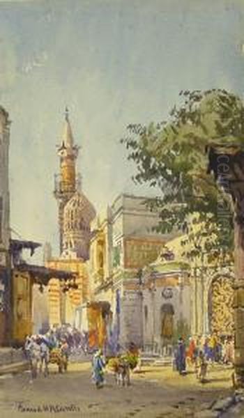 Mosque And Fountain At Anabb Oil Painting by Conrad H.R. Carelli