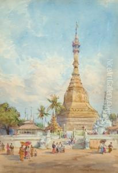 View Of A Southeast Asian Temple Oil Painting by Conrad H.R. Carelli