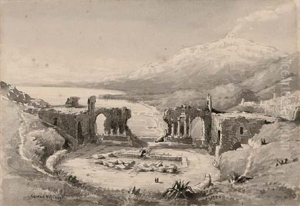 Amphitheatre At Taormina Oil Painting by Conrad H.R. Carelli