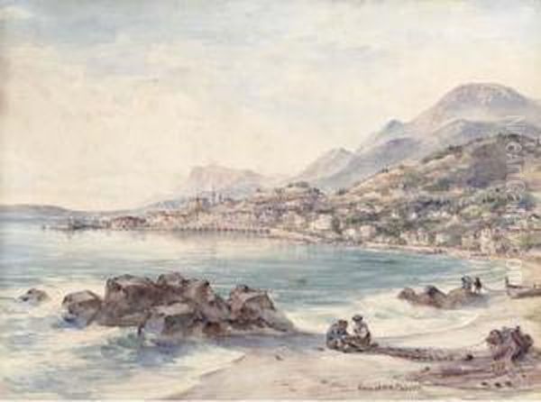 View Over Menton, Cote D'azur Oil Painting by Conrad H.R. Carelli