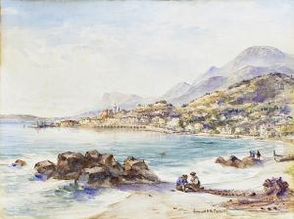 Menton, Cote D'azur, France; Calais, France, A Pair Oil Painting by Conrad H.R. Carelli