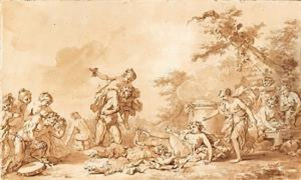 Nymphes Et Satyres Oil Painting by Jacques Philippe Caresme