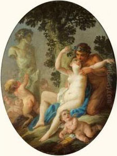 Bacchus Et Ariane
 Toile Ovale. Oil Painting by Jacques Philippe Caresme