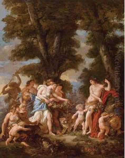 Bacchus And His Retinue Oil Painting by Jacques Philippe Caresme