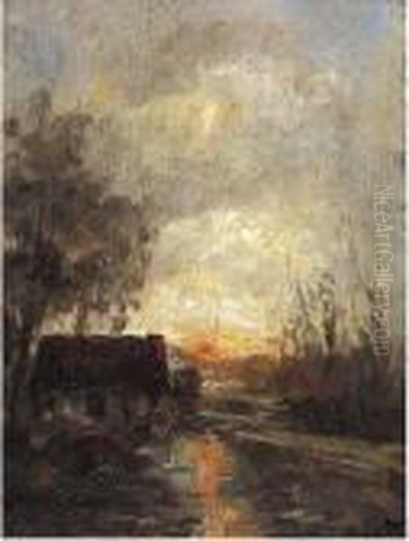 Tramonto Oil Painting by Vittore Antonio Cargnel