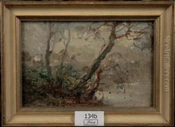 Alberi Sul Fiume Oil Painting by Vittore Antonio Cargnel