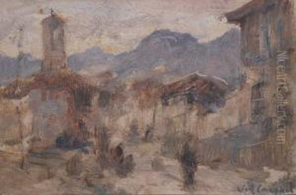 Scorcio Di Paese Oil Painting by Vittore Antonio Cargnel