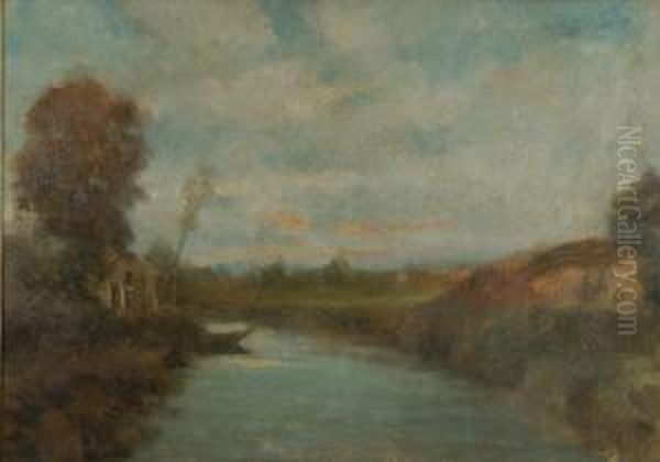 Casa Sul Fiume Oil Painting by Vittore Antonio Cargnel