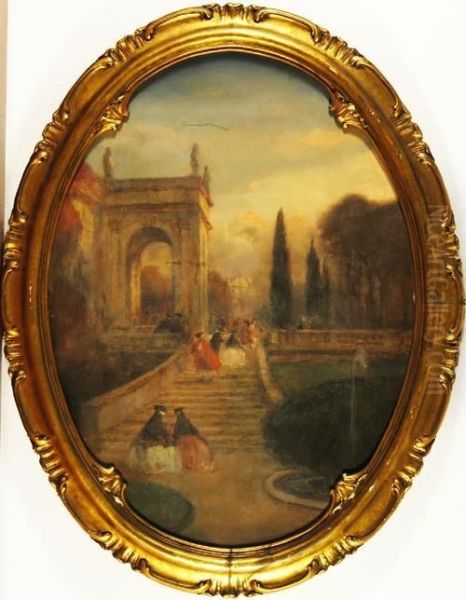 Ricevimento In Villa Oil Painting by Vittore Antonio Cargnel