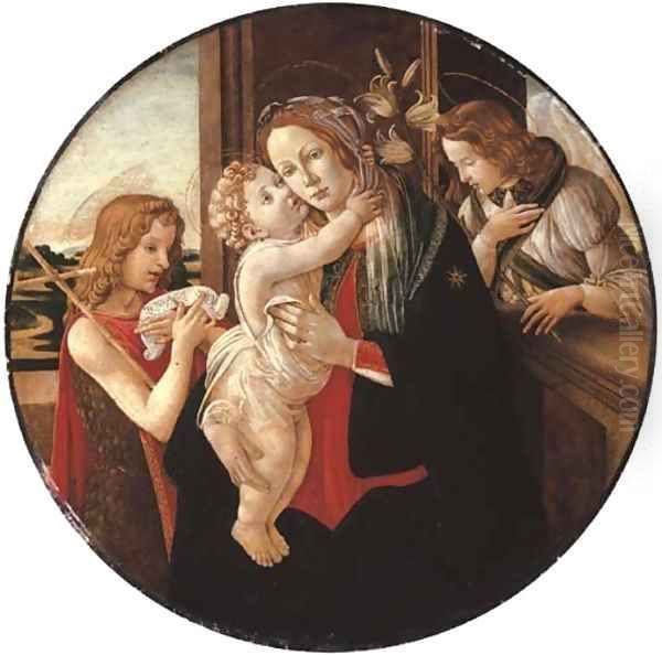 The Madonna and Child with the Young Saint John the Baptist and the Archangel Gabriel Oil Painting by Sandro Botticelli