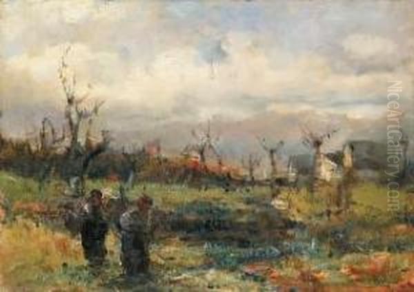 Marzo Dalle Prealpi Venete Oil Painting by Vittore Antonio Cargnel