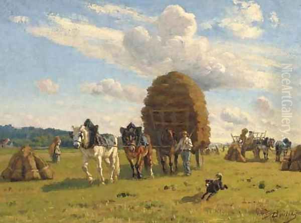 Returning home after the harvest Oil Painting by A. Borrchy