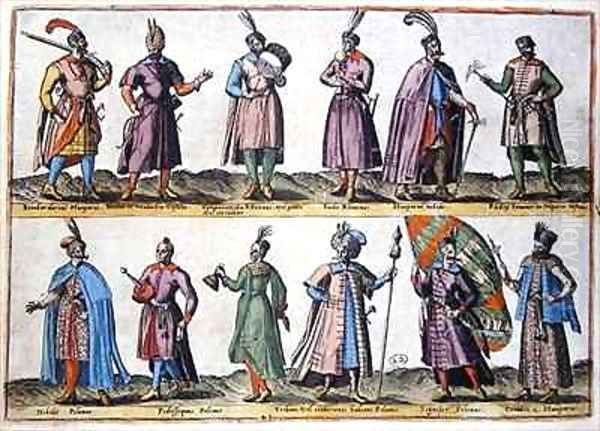 Hungarian and Polish military dress during the Sixteenth century, from 'Costumes of Different Nations of Europe, Asia, Africa and America' Oil Painting by Abraham de Bruyn