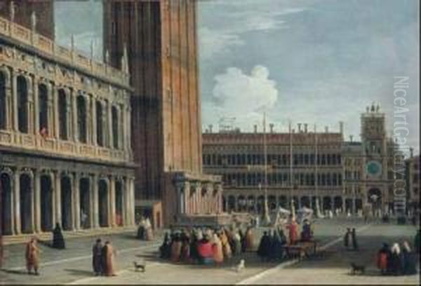 Venezia, Veduta Della Piazzetta Con Piazza San Marco Sullo Sfondo Oil Painting by Luca Carlevarijs