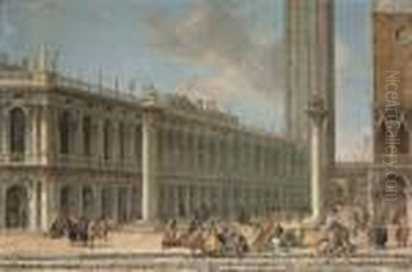 View Of The Piazzetta Of Saint Mark Oil Painting by Luca Carlevarijs