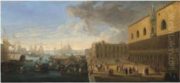 Venice, A View Of The Bacino Di San Marco Oil Painting by Luca Carlevarijs