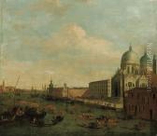 Venezia: Veduta Del Canal Grande E Della Chiesa Della salute Oil Painting by Luca Carlevarijs