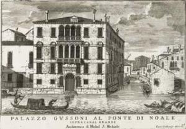 Palazzo Gussoni Al Ponte Di Noale Oil Painting by Luca Carlevarijs