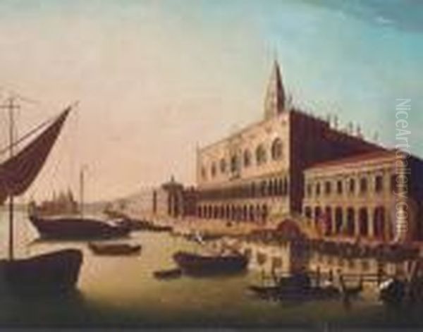 The Bacino Di San Marco, Venice, Looking West With The Doge'spalace And The Piazetta Oil Painting by Luca Carlevarijs