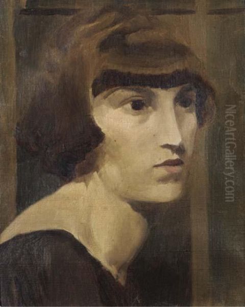 Girl's Head Oil Painting by Hilda Carline