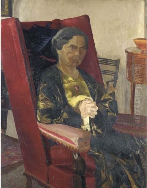 Portrait Of Miss Silcox Oil Painting by Hilda Carline