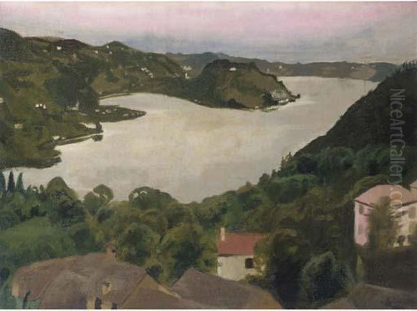 Lake Orta Oil Painting by Hilda Carline