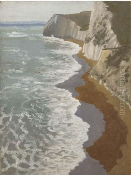 Cliffs At Seaford Oil Painting by Hilda Carline